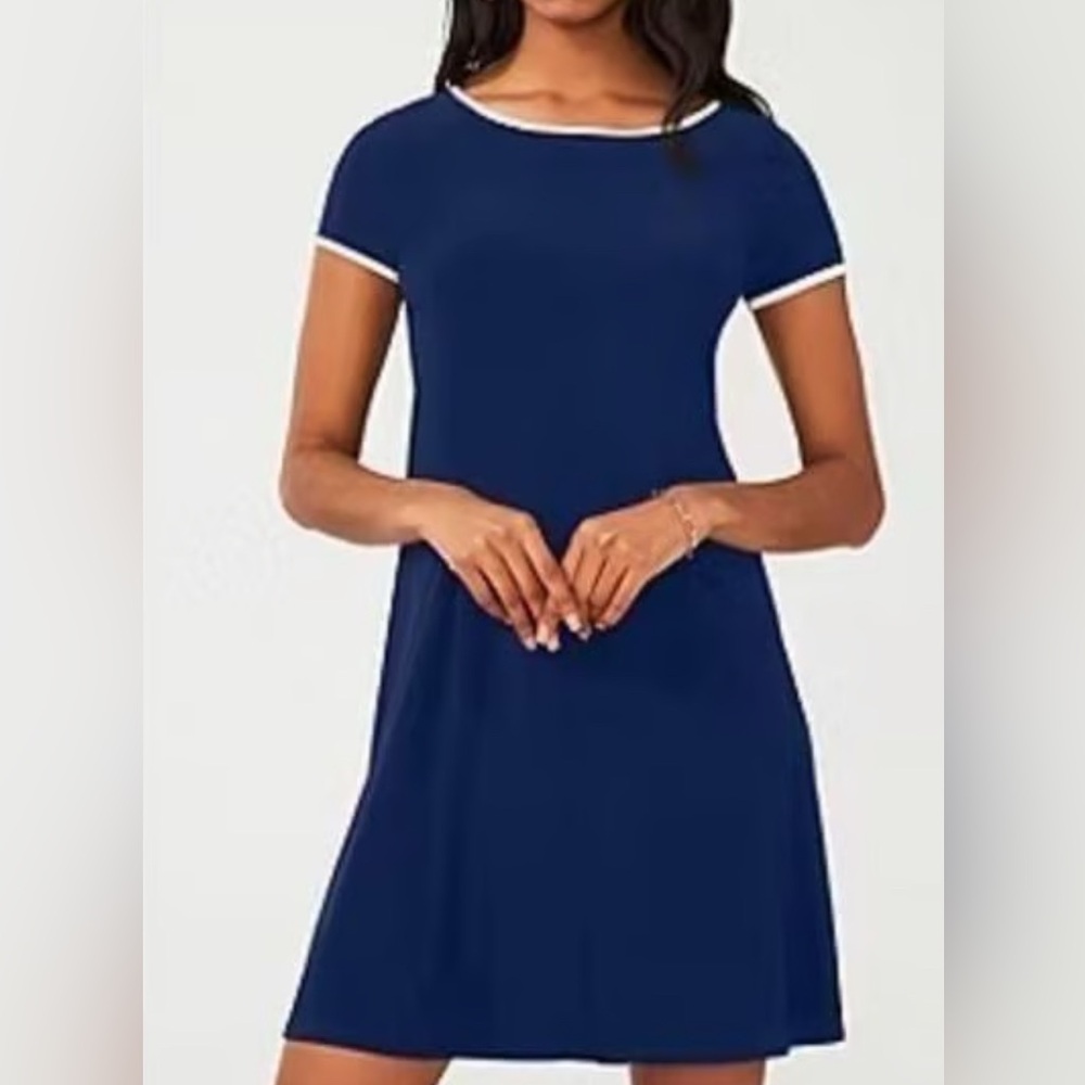 MSK Navy Blue Mini Dress with White Trim